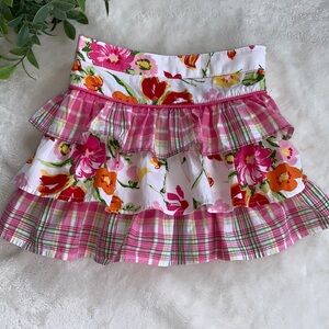 Janie and Jack Pink & White Floral Skort 2T Adjustable Waist EUC